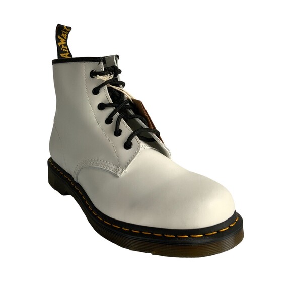 New Dr. Martens Leather 101 YS Smooth Lace-up 6-Eye Bootie White 12